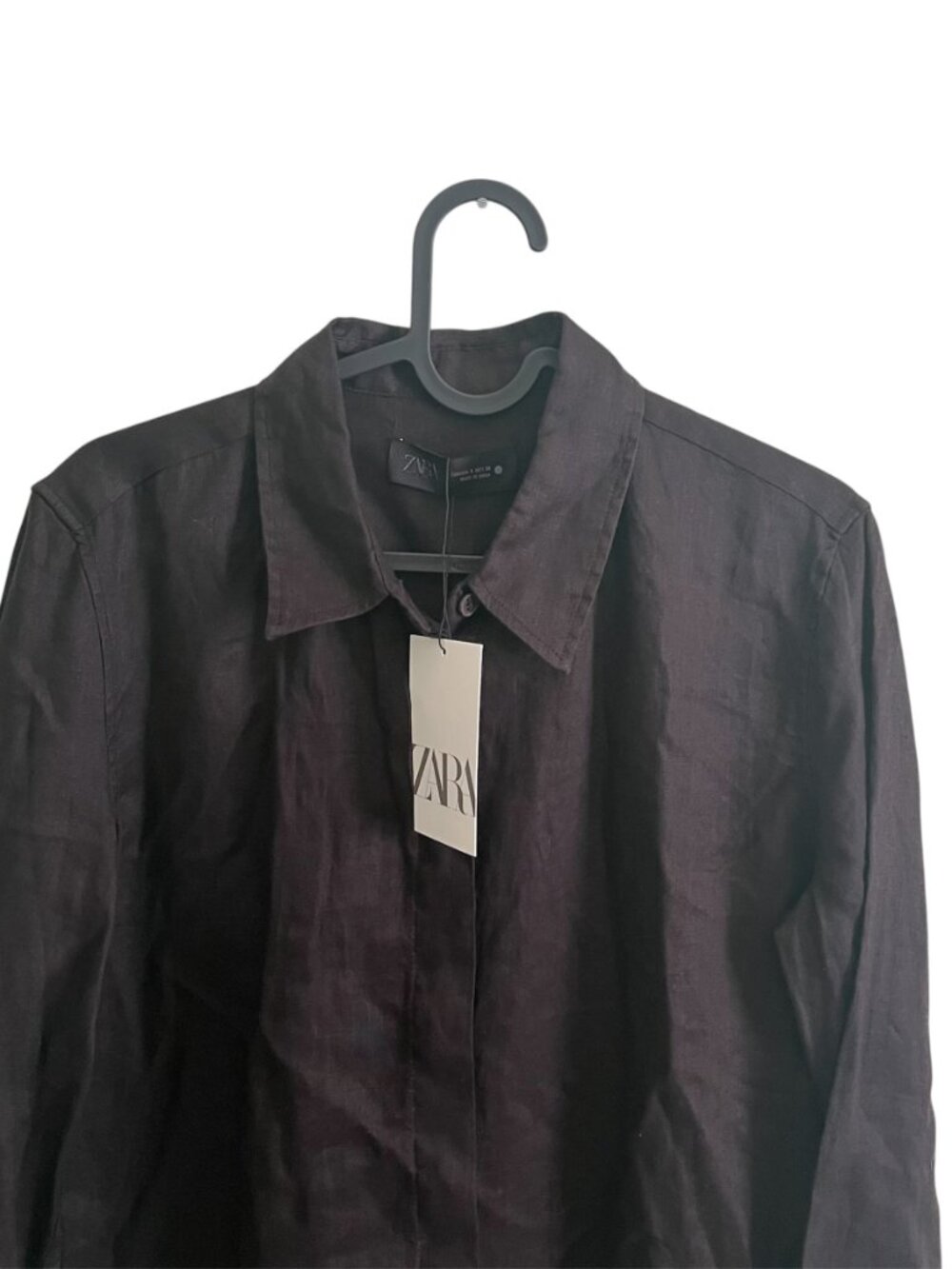 Zara ZW 100% Linen Brown Co‑Ord Set Shirt & Palazzo Pants Size Small Summer NWT - Picture 7 of 16
